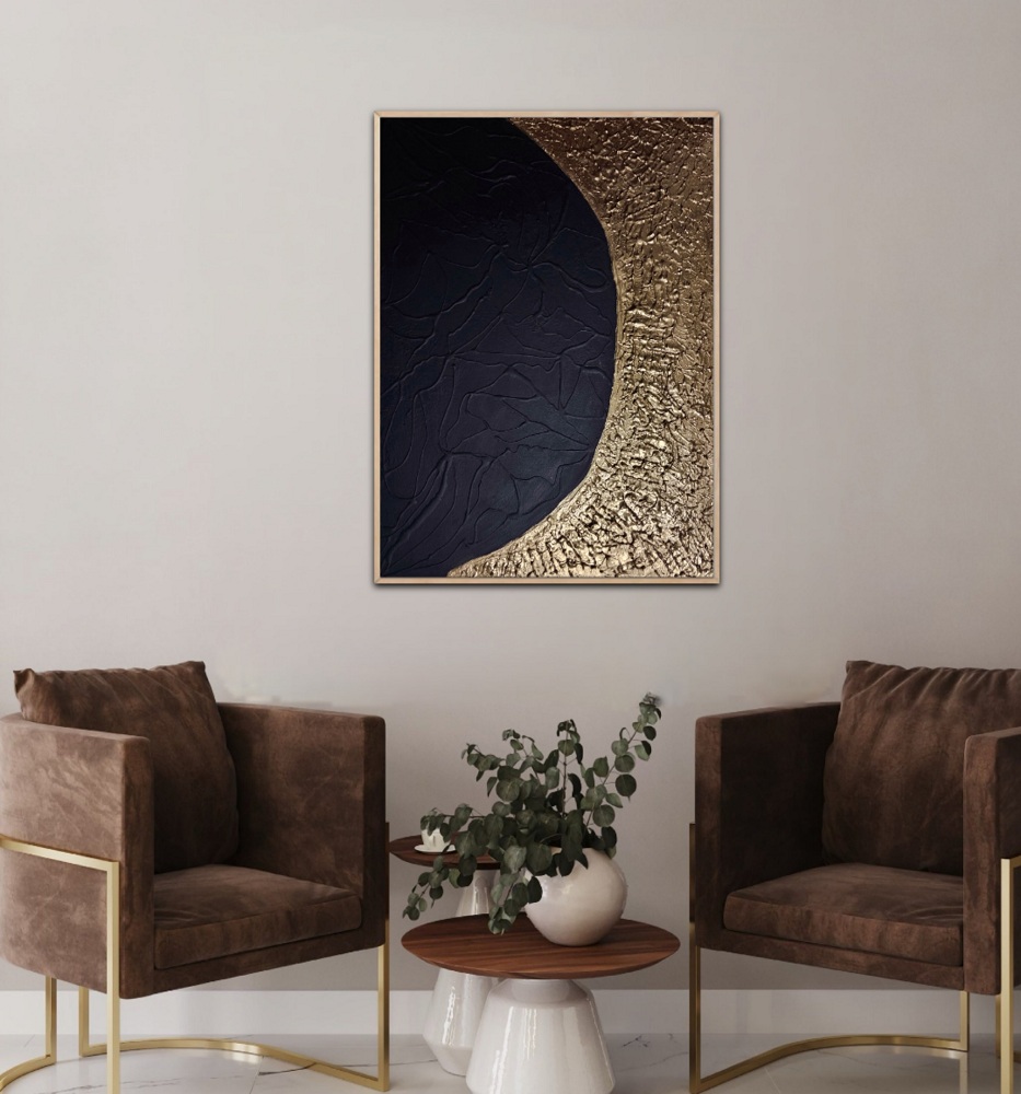 Fekete arany vaszonkep 60-x-80-cm-3D texturalt