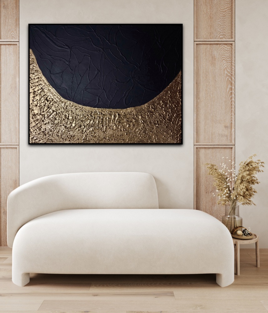 Minimál Fekete arany vászonkép 60 x 80 cm