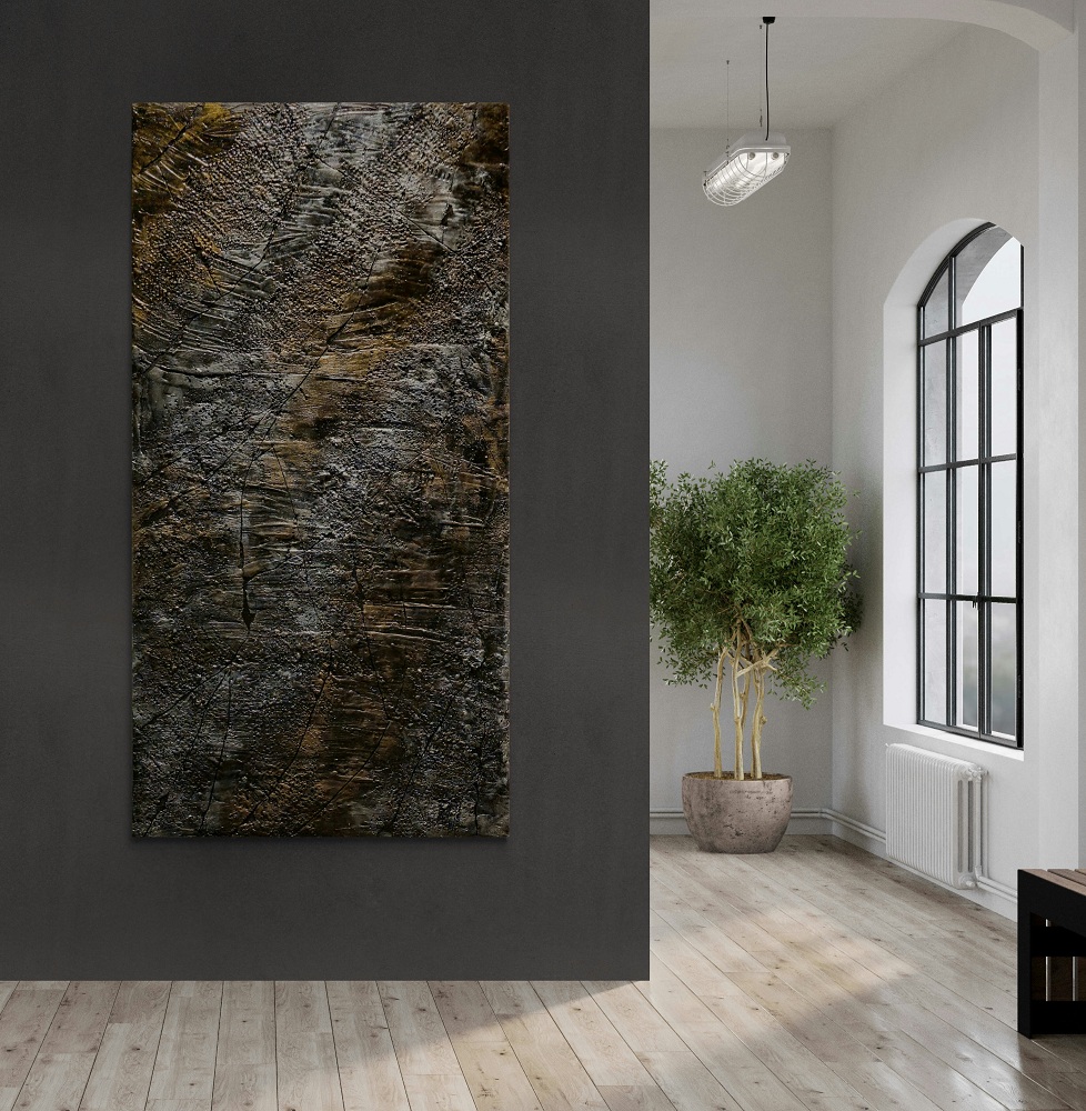 Sziklahatású hatású faldekoráció Sötét szikla