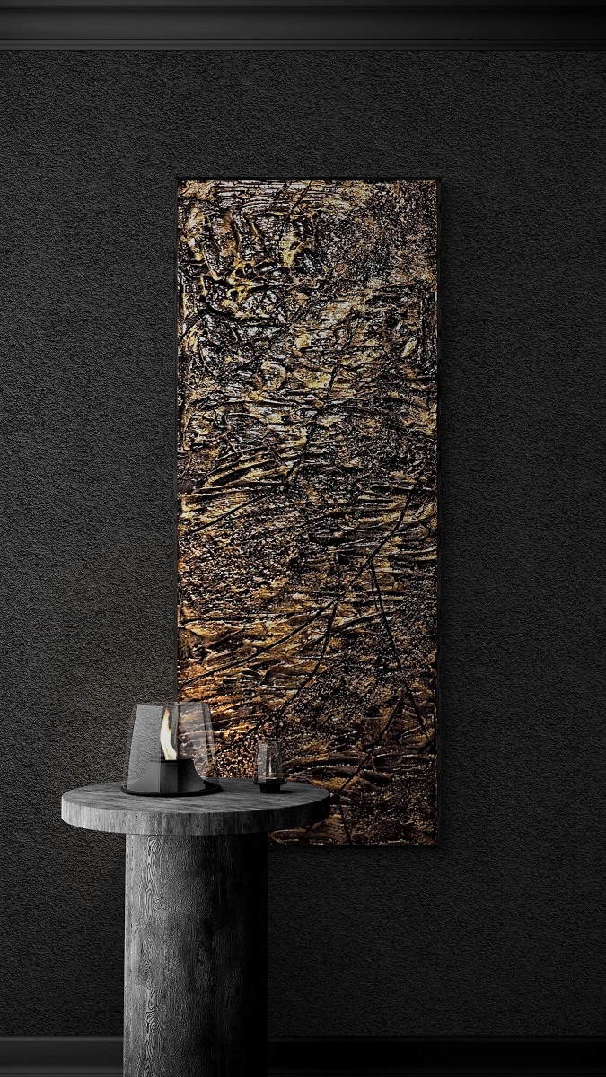 Kőhatású Gipsz Struktúrált falikép 120x40cm