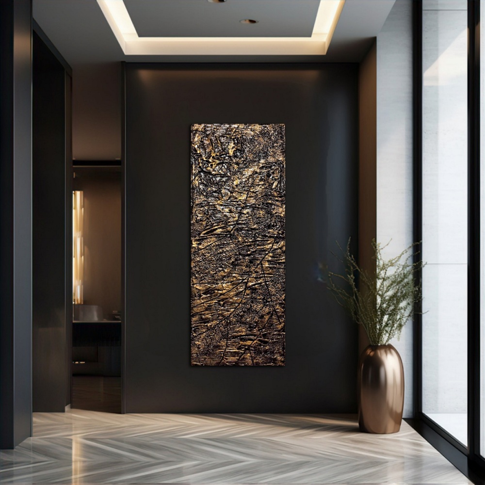 Zenit Nero Aurum Kőhatású Gipsz Struktúrált falikép 120x40cm