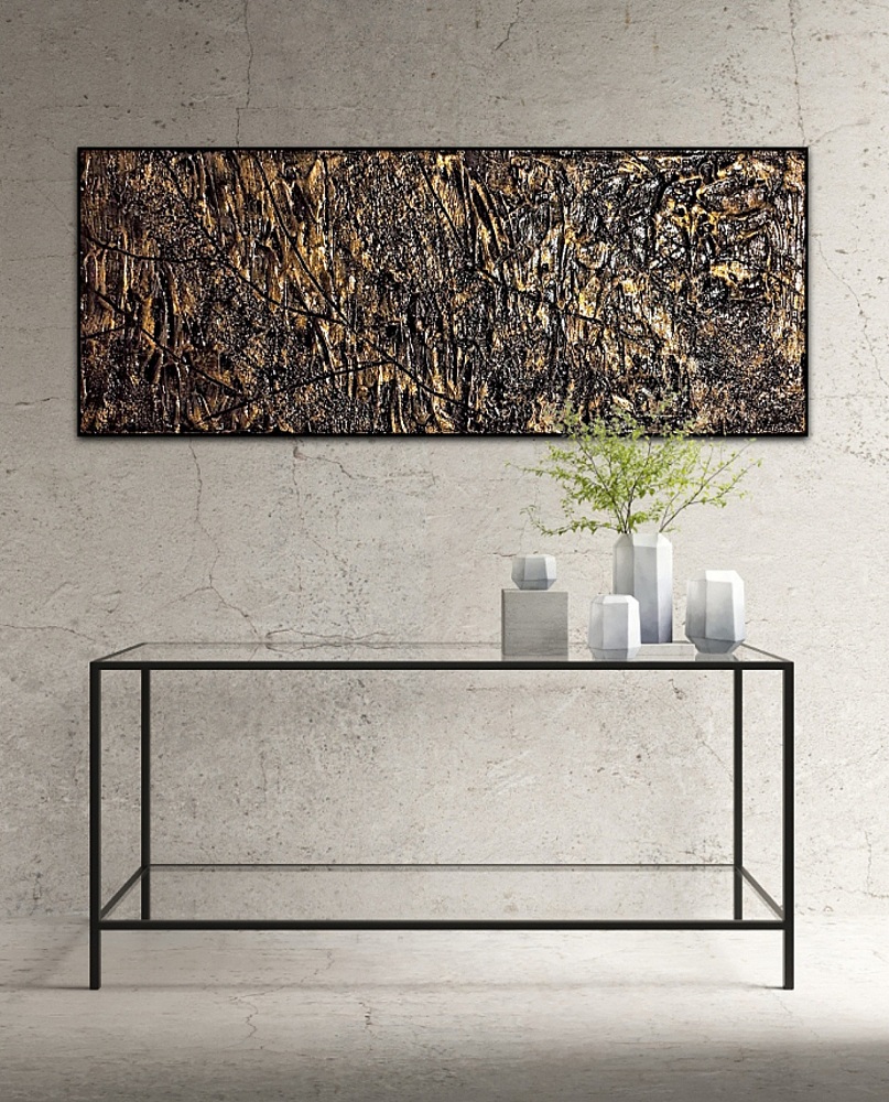 Zenit Nero Aurum Kőhatású Gipsz Struktúrált falikép