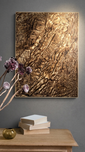 3D absztrakt arany vászonkép fényhatású metál arannyal