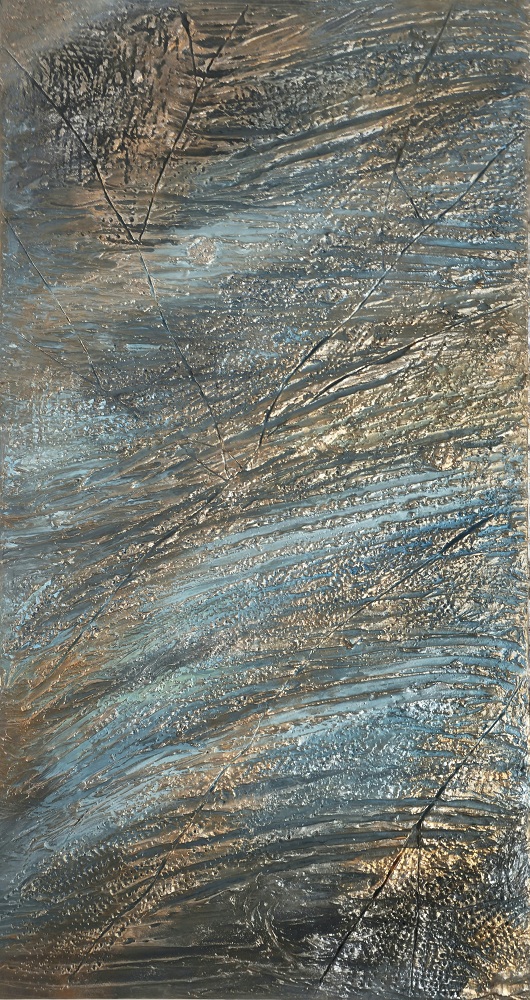 kék kőhatású faldkor vásznon 140cm