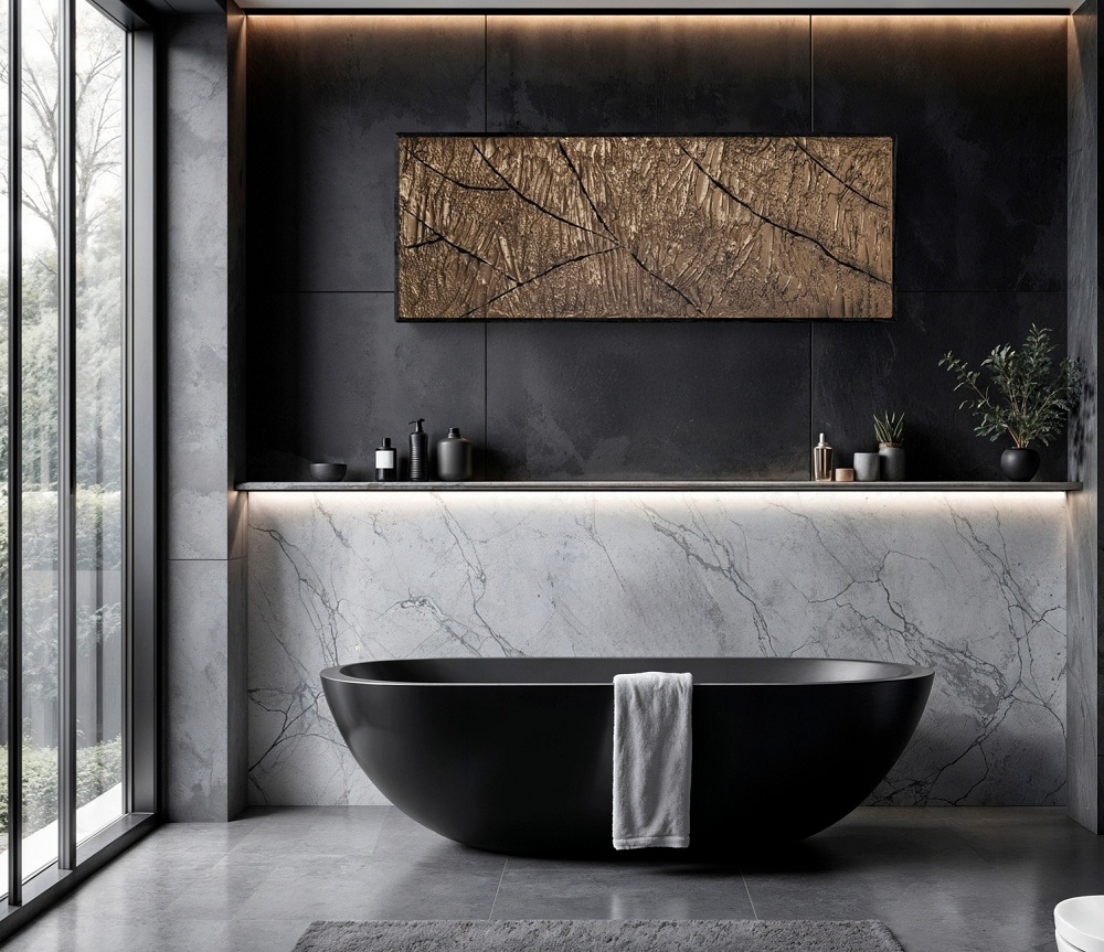 metállarany fekete 3d vászonkép